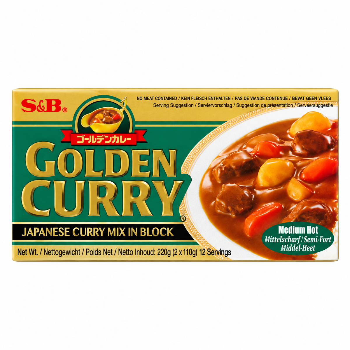 Golden Curry japonais Medium Hot – S&B – 220 g