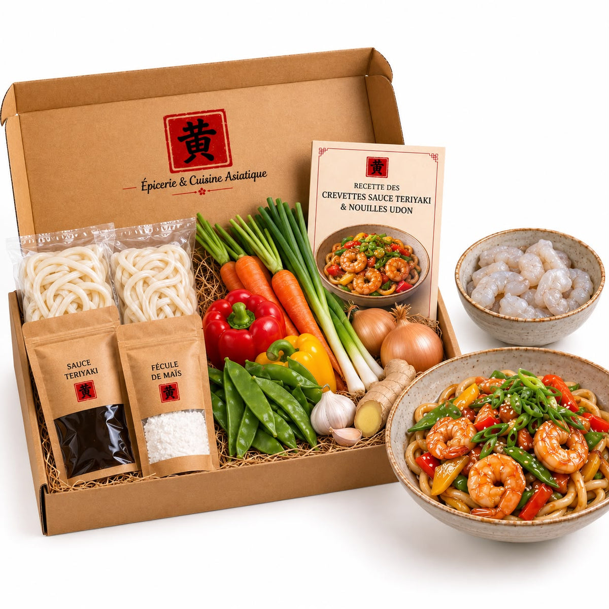 Crevettes sauce Teriyaki - Nouilles Udon - 2 personnes