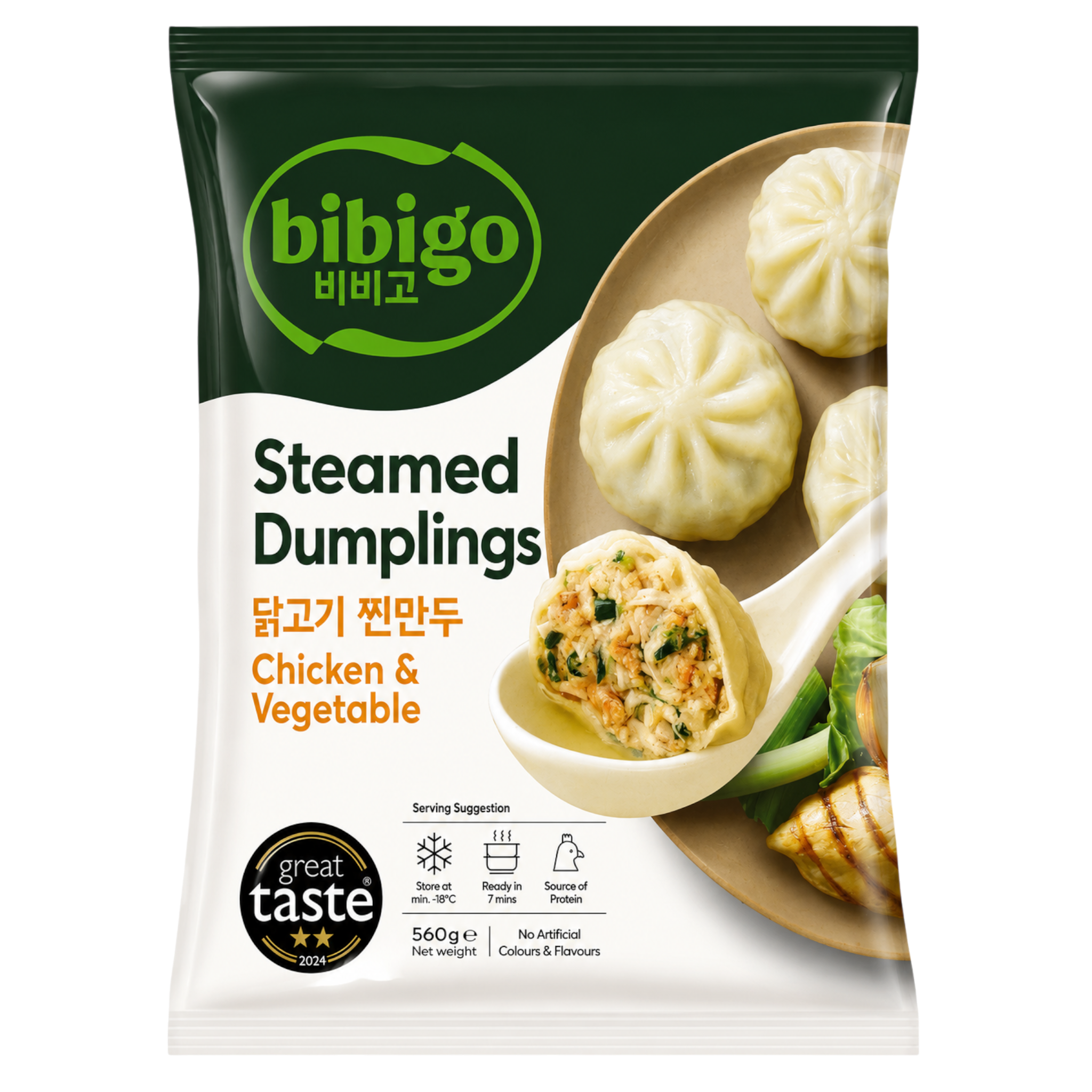 Dumplings Vapeur Poulet & Légumes – Bibigo – 560 g ❄️