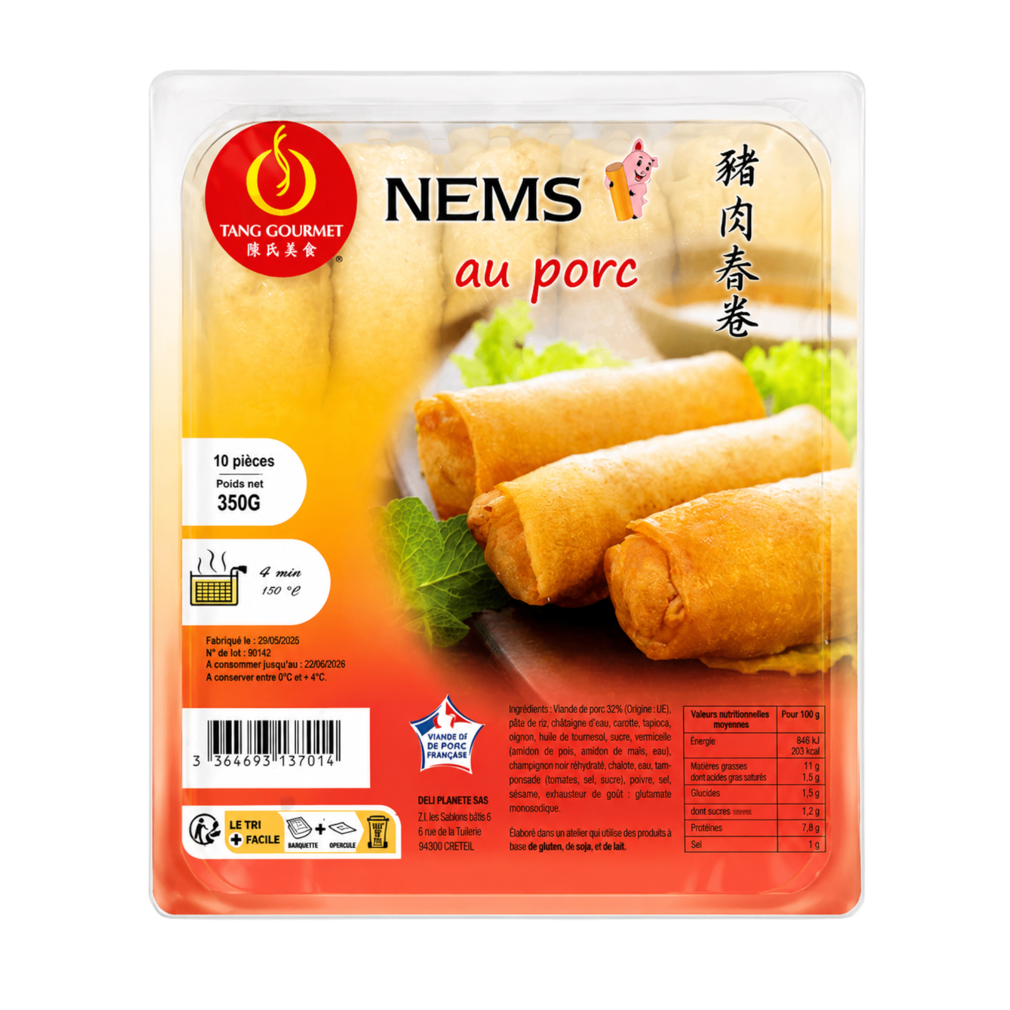 Nems au Porc – Tang Gourmet – 10 Pièces (350 g)
