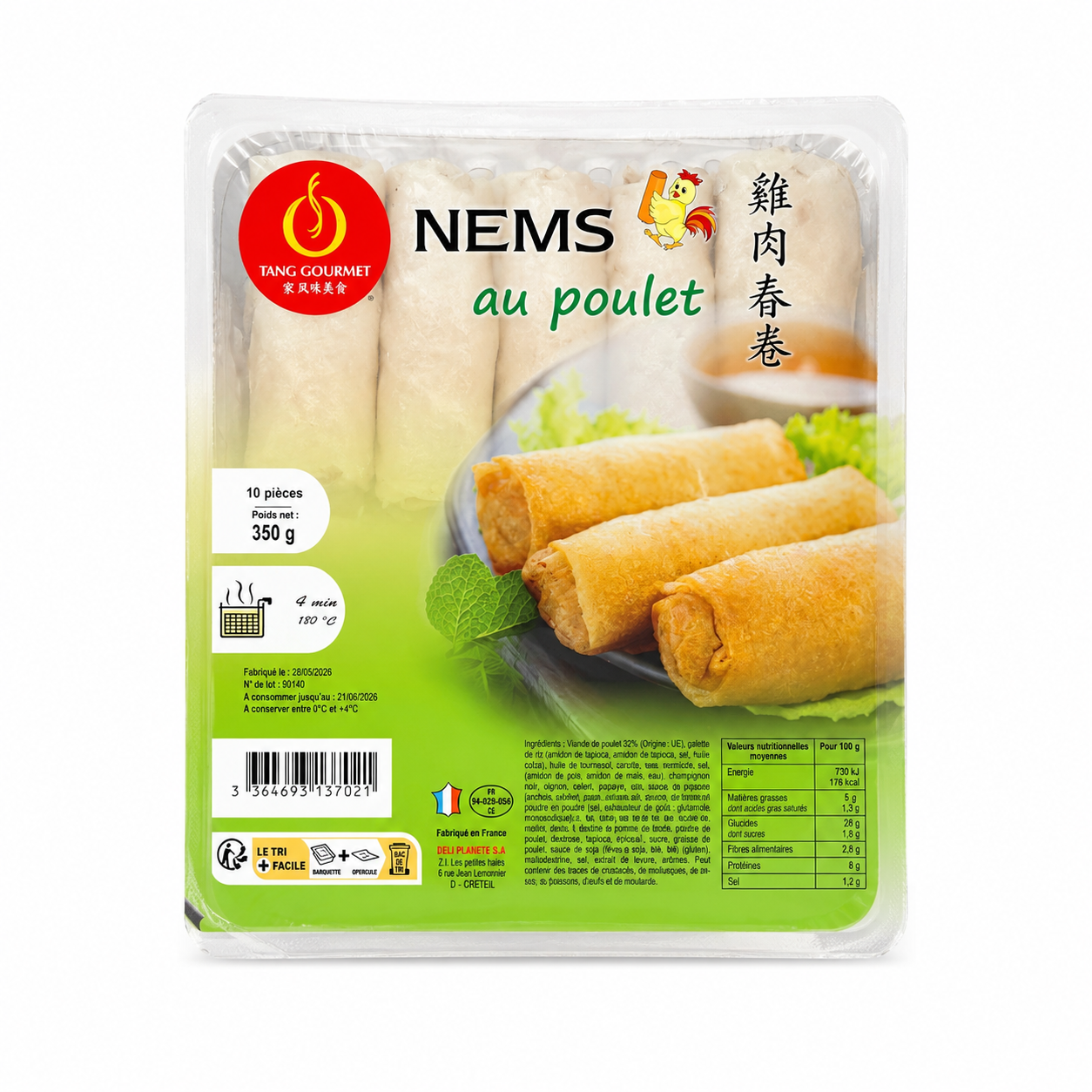 Nems au Poulet – 10 pièces (350 g) - Tang Gourmet