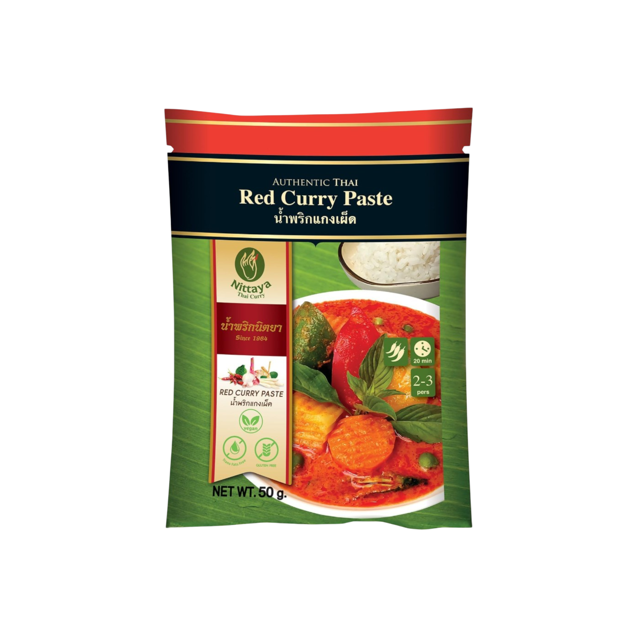 Pâte de Curry Rouge Thaï Nittaya – 50 g - Végétalien